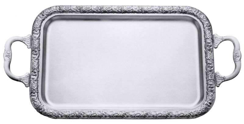 Tablett  rechteckig 48 x 33 cm mit Griffen u. verziertem Rand