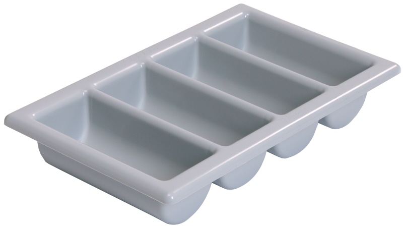 Besteckmulde GN 1/1 aus grauem Polypropylen, schwere Ausführung