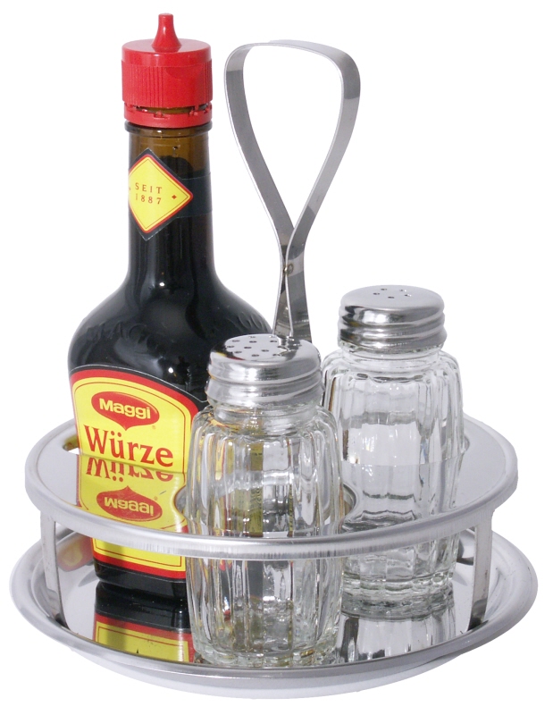 Menage dreiteilig Pfeffer/Salz ohne Maggiflasche